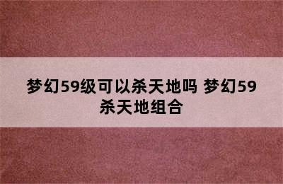 梦幻59级可以杀天地吗 梦幻59杀天地组合